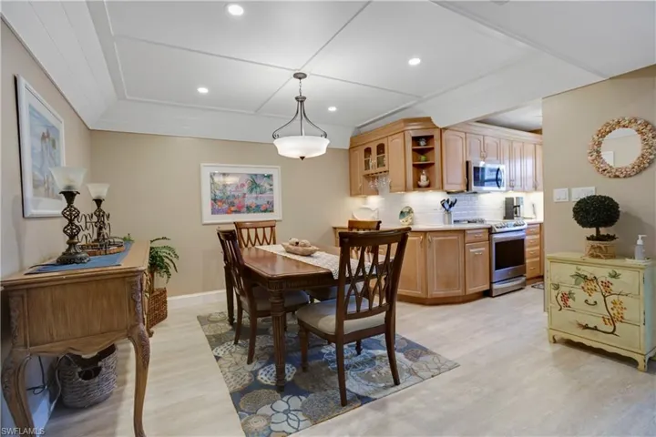 Beautiful, Custom detailed ceiling in large Dining area-