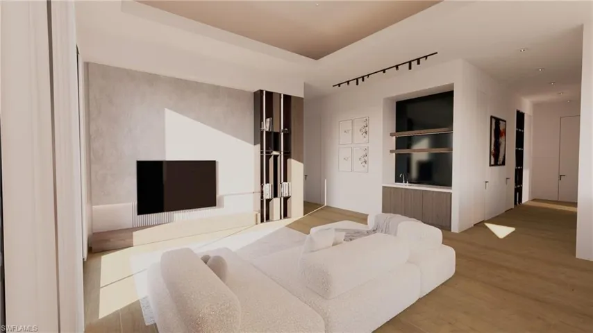 Rendering-Lounge area with built in features