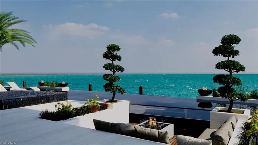 Rendering-Water view featuring a fire pit