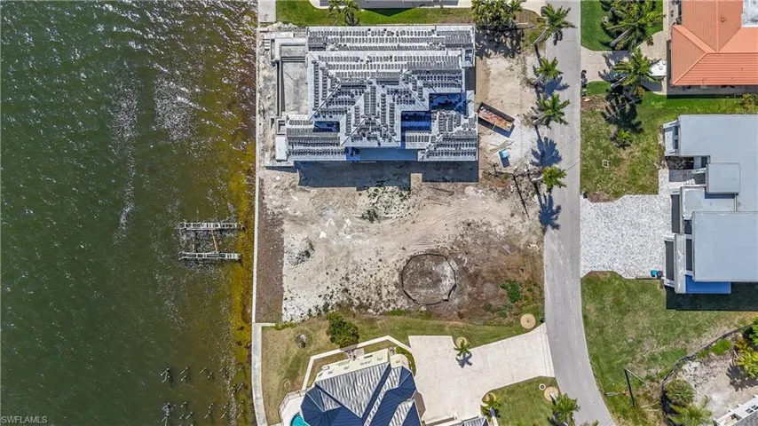 Aerial view of a large body of water