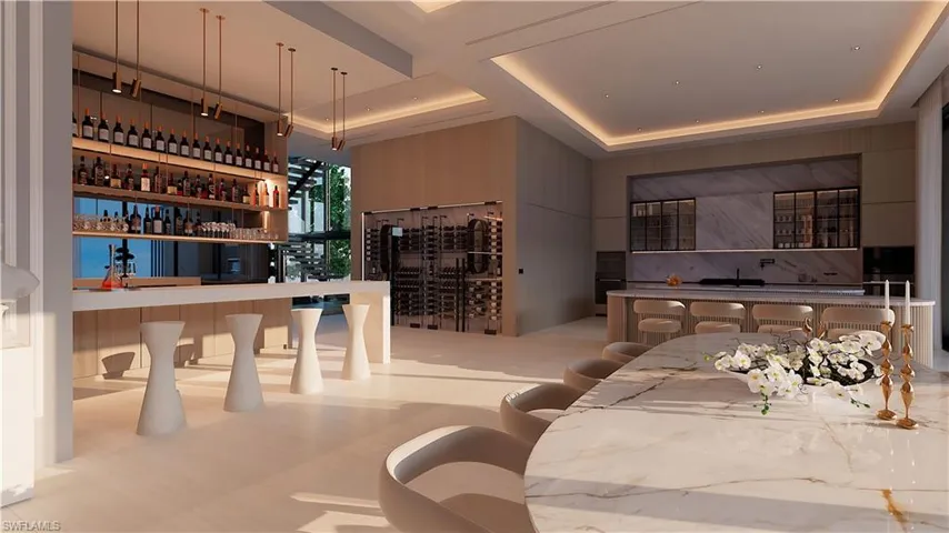 Rendering-Bar featuring a tray ceiling