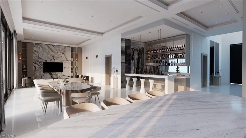 Rendering  Dining area and bar area