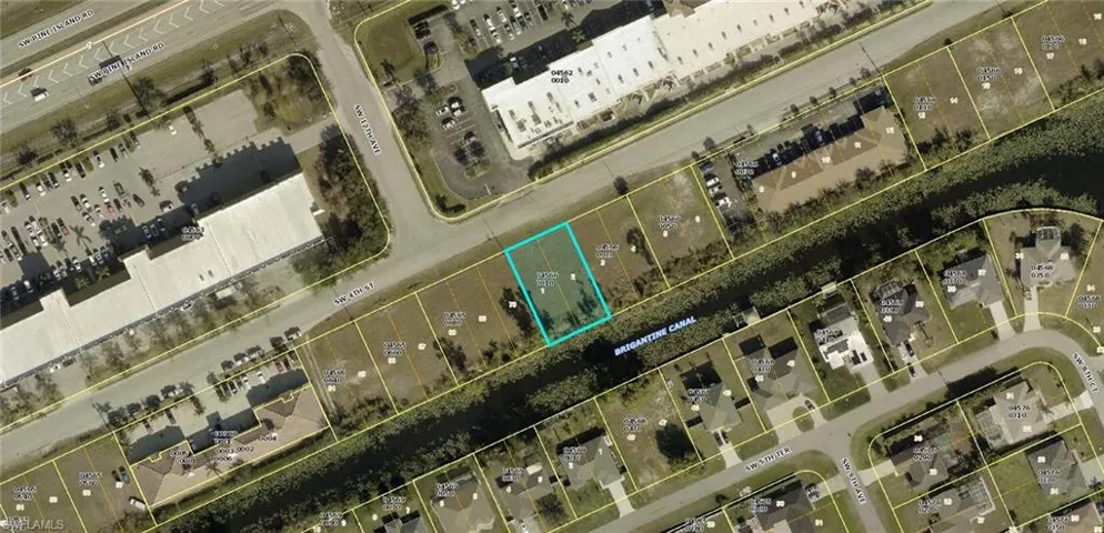 Aerial view of property's location with property parcel outlined