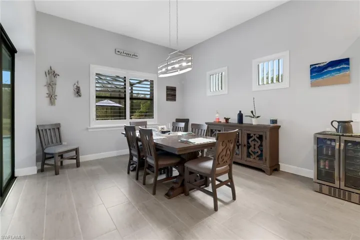Dining space with beverage cooler