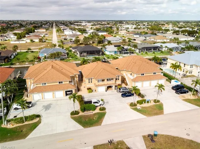 Aerial perspective of suburban area