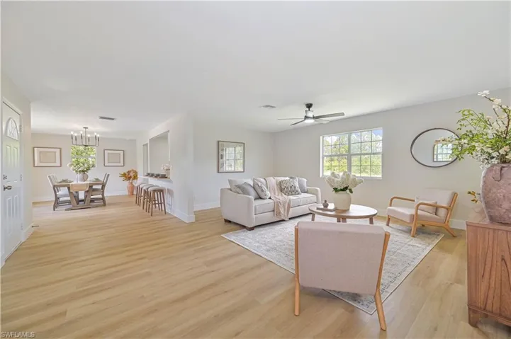 Living room and dining room