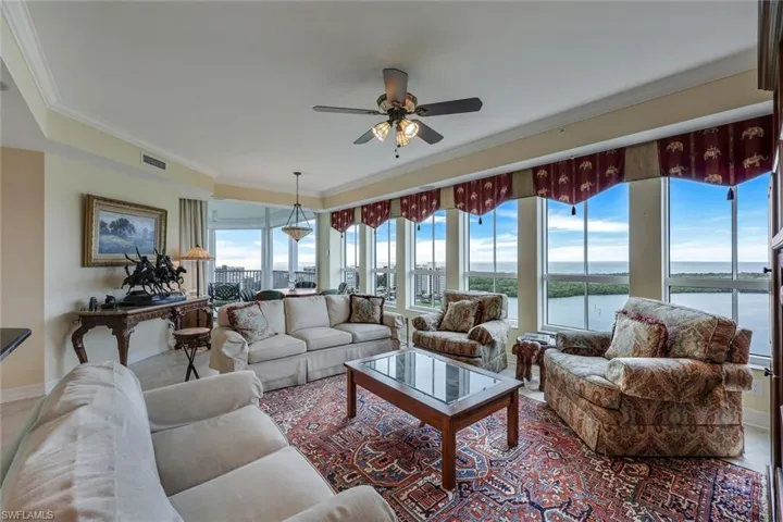 Famly room with forever views of Gulf and Turkey Bay
