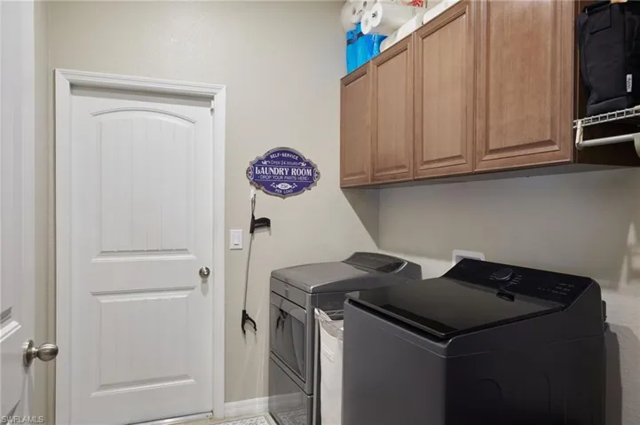 Laundry room with cabinet space and washer and dryer hookup