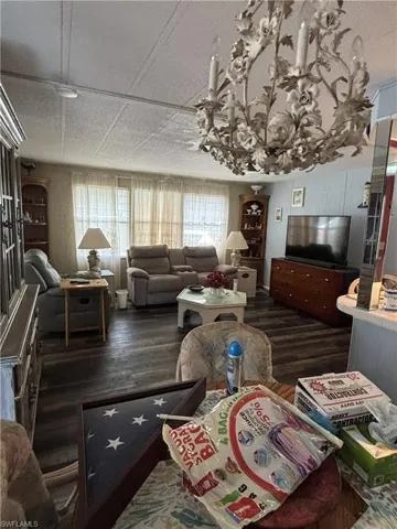 View from dining area to generous size family room.