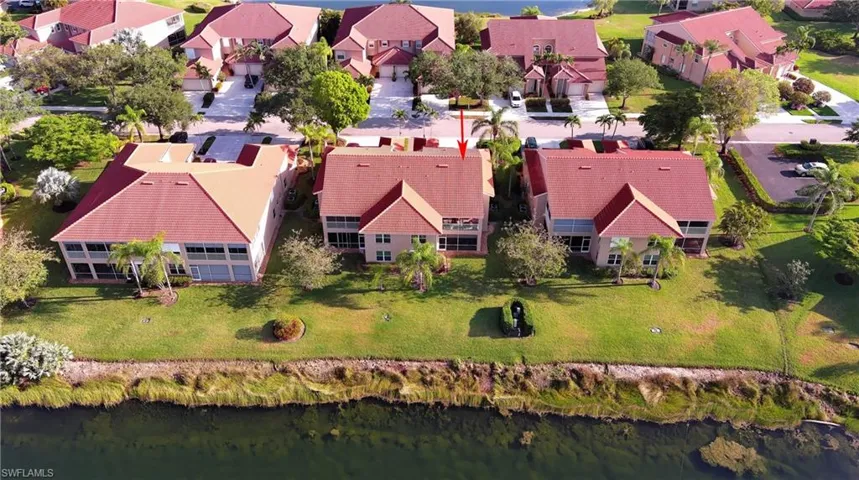 Bird's eye view with a residential view and a water view