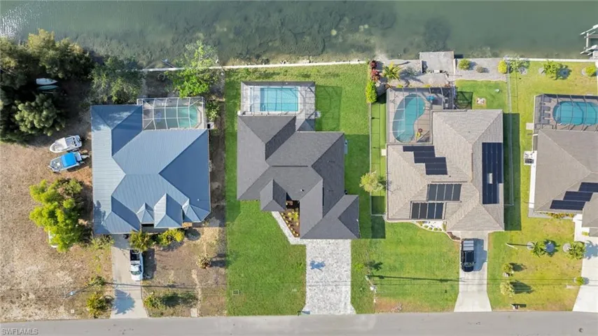 Aerial view of a pool