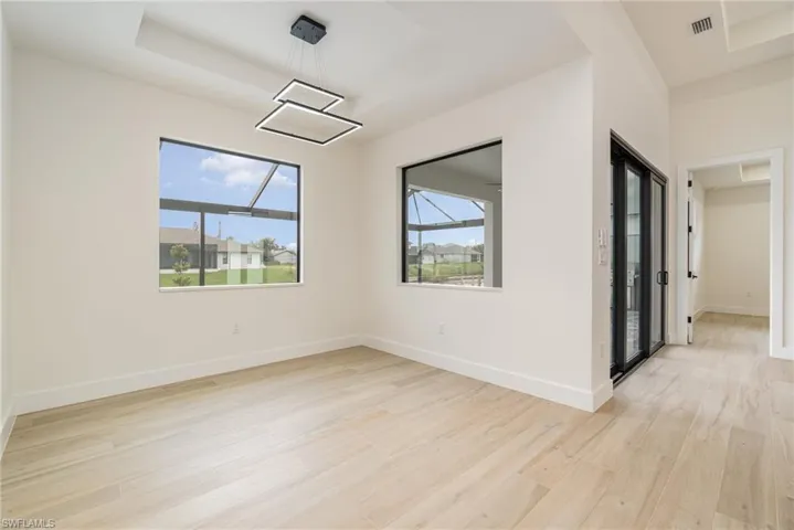 Empty room with light wood-type flooring