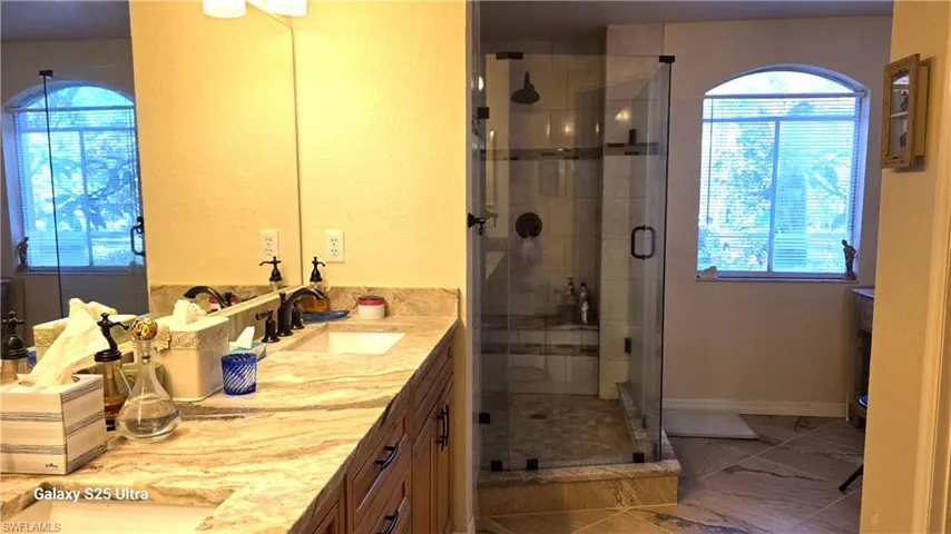 Dual Granite Vanity and Big Glass Shower!