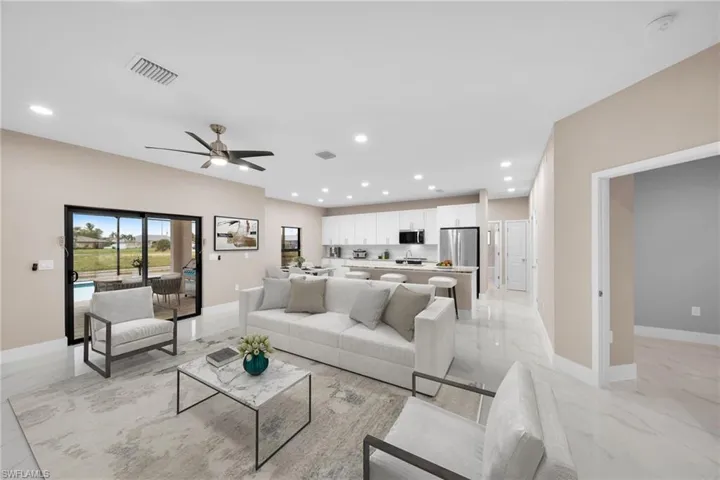 Living room with ceiling fan