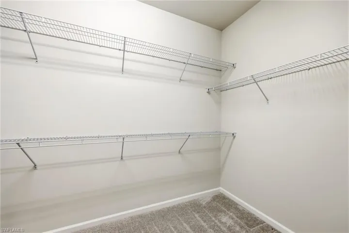 Walk in closet featuring light colored carpet