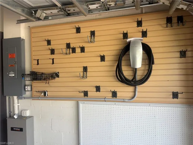 Detailed view of electric panel and electric vehicle charger