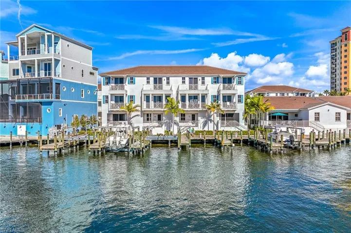 Water view with a boat dock