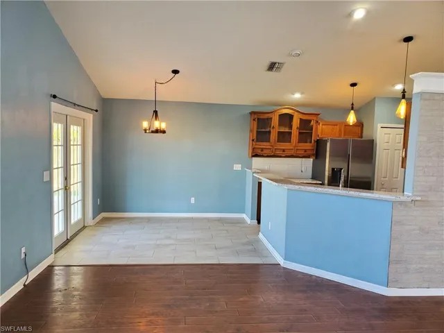 Breakfast area with French doors leading to patio