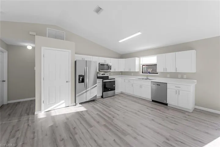 open kitchen with pantry