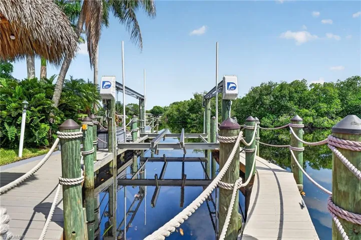 Walkway around large boat lift.
