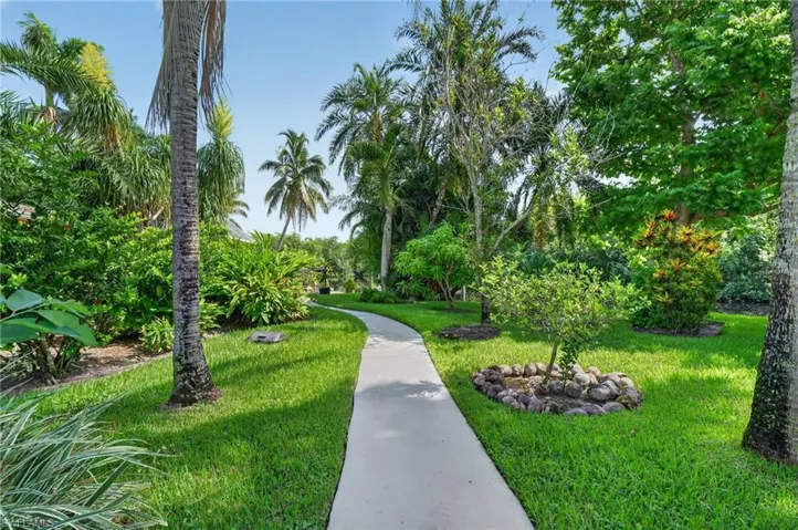 Serene pathway on property.