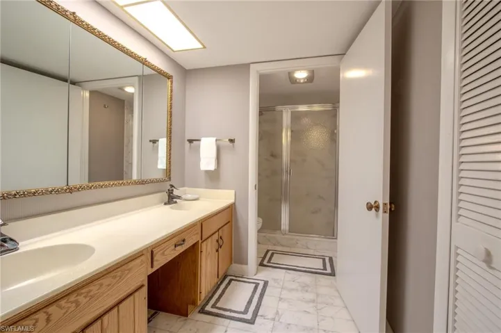 Primary bathroom with walk in shower.