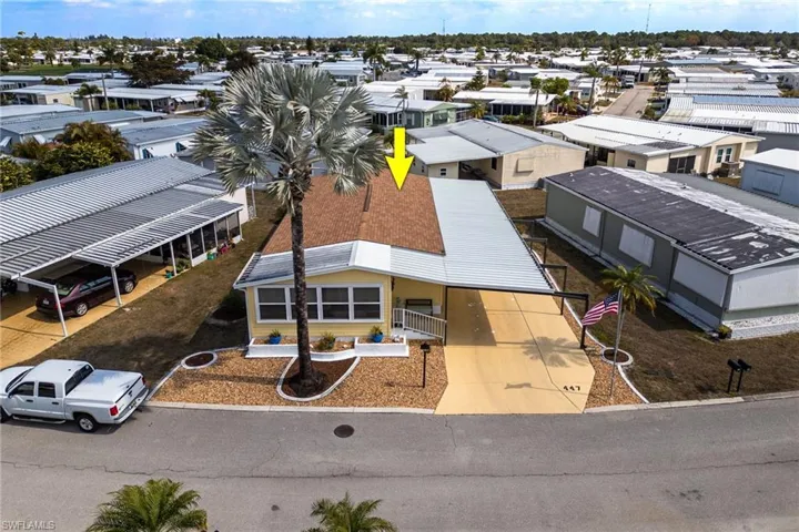 Aerial perspective of suburban area