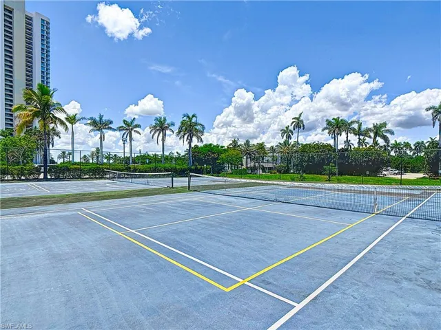 Tennis and pickleball courts on building grounds