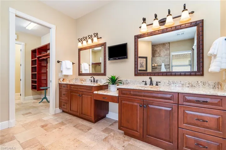 Bathroom featuring double sink vanity