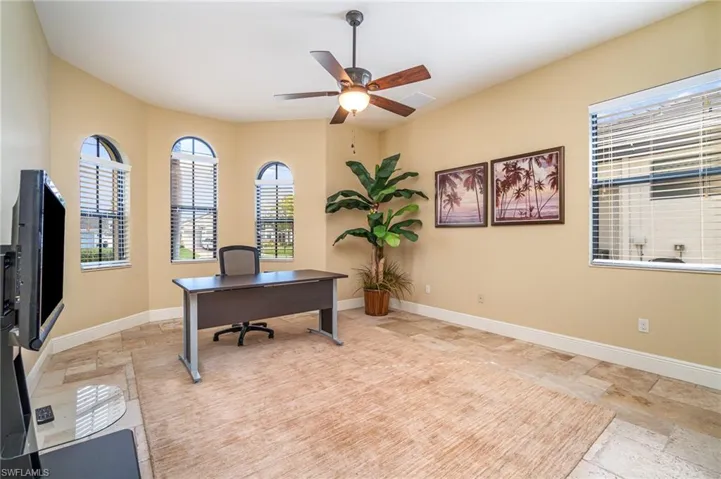 Office with ceiling fan