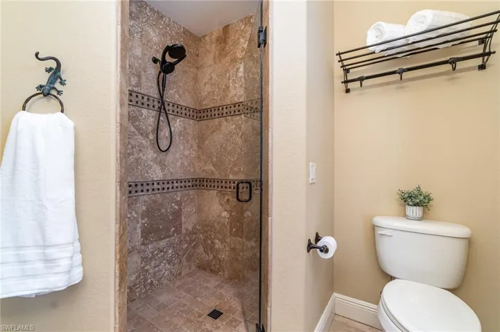 Bathroom with an enclosed shower