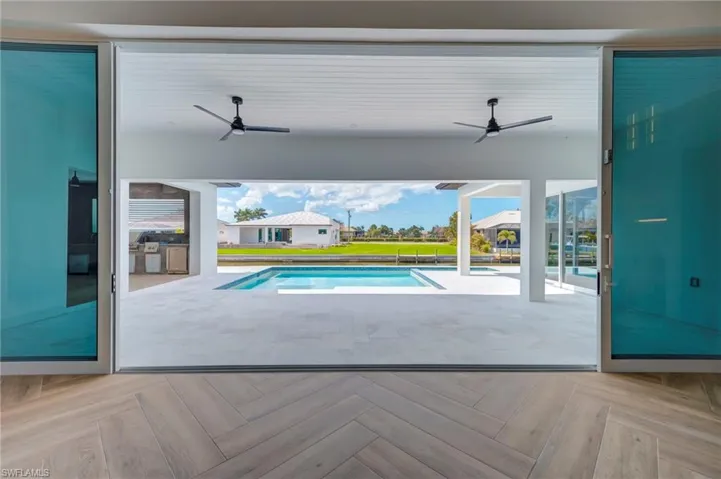 Outdoor pool with a patio area