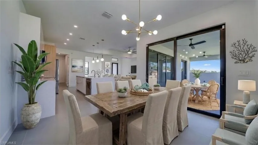 Virtually staged dining area.