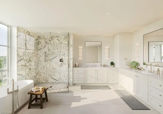 Spacious his and hers vanities and closets