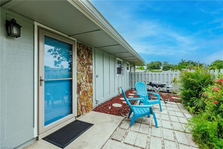 View of patio with area for grilling