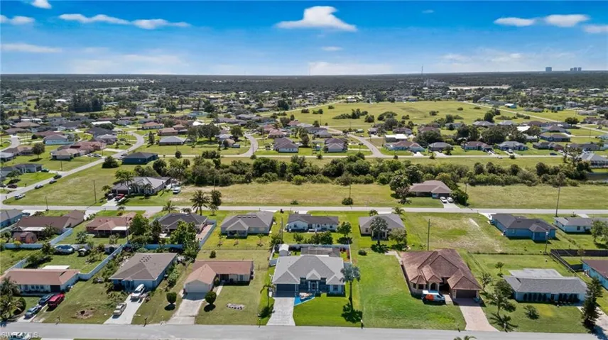 Aerial perspective of suburban area