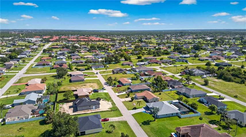 Aerial perspective of suburban area