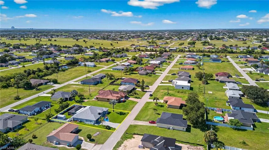 Aerial perspective of suburban area