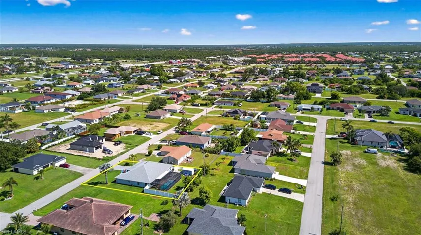 Aerial perspective of suburban area