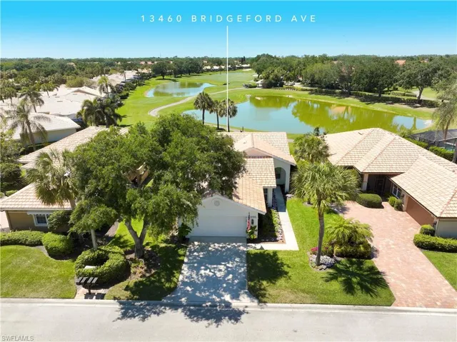 Aerial view of the entrance of the home.
