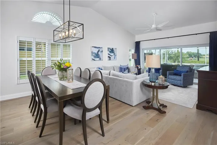 Living, kitchen and dining open to one another.