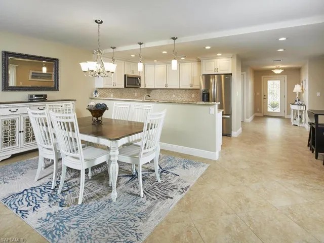 View of dining room and kitchen from the living room.