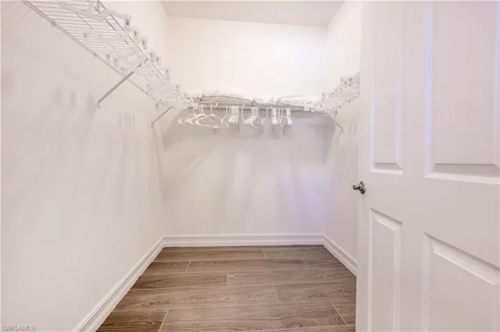 Walk in closet featuring wood tiled floors