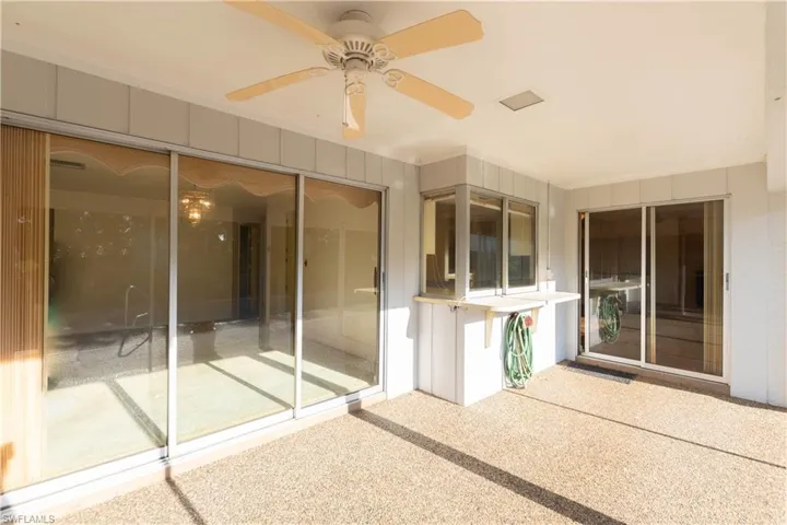View of patio / terrace featuring ceiling fan