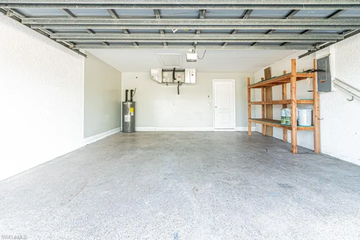 Deep 2 car garage with coating on the floor