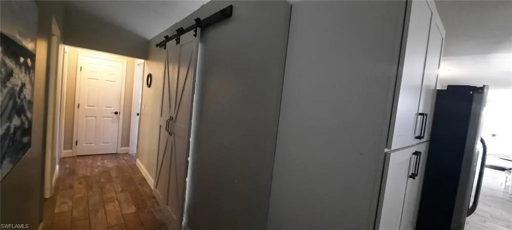 Tile floors and a barn door