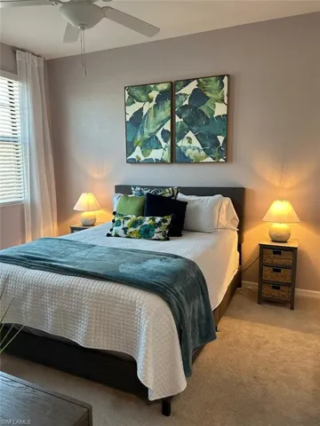 Guest bedroom with ceiling fan