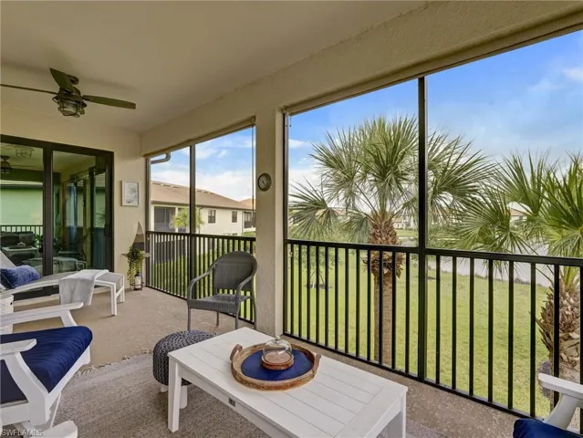 Screened patio with textured flooring