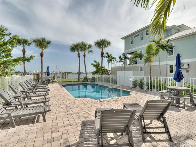 Community pool with cabana