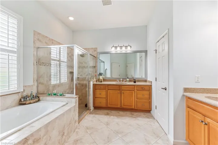 Main bathroom, dual sinks.